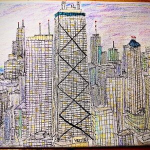 Vibrant Cityscape Sketch Art